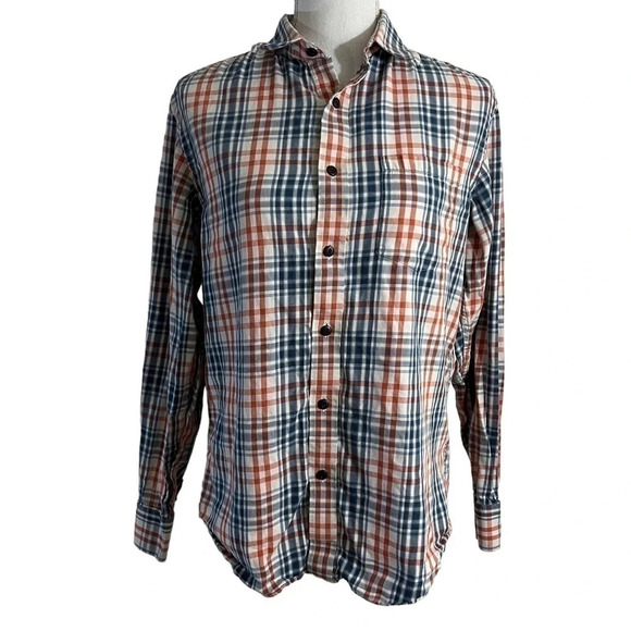 Banana Republic Mens Lightweight Flannel Button Up Shirt Small Red White Blue - Picture 1 of 5